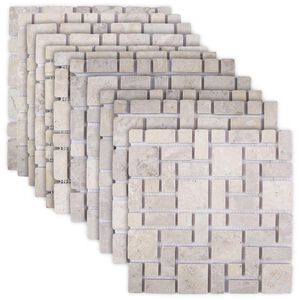 vidaXL Azulejos de Mosaico Creme 30 x 30 cm M&aacute;rmore