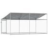 vidaXL Jaula para c&atilde;o com telhado/porta 4x2x2 m a&ccedil;o galvanizado cinza