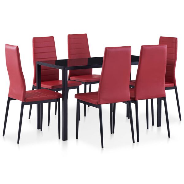 vidaXL Conjunto de jantar 7 pcs vermelho tinto