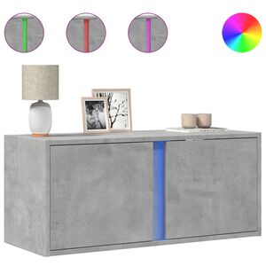 vidaXL M&oacute;vel de parede p/ TV c/ luzes LED 80x31x35 cm cinzento cimento