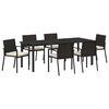 vidaXL Conjunto de Jantar para Jardim 7 pcs Preto A&ccedil;o revestido a p&oacute;