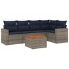 vidaXL 6 pcs conjunto sof&aacute;s p/ jardim c/ almofad&otilde;es vime PE cinzento