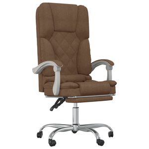 vidaXL Cadeira massagens escrit&oacute;rio reclin&aacute;vel tecido castanho