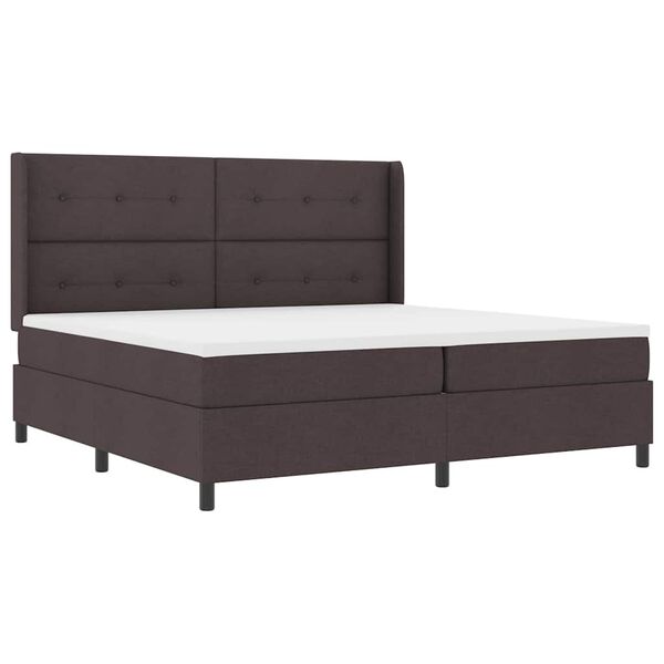 vidaXL Cama Box com colch&atilde;o Castanho escuro 200 x 200 cm tecido