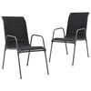 vidaXL Cadeiras de jardim empilh&aacute;veis 2 pcs a&ccedil;o e textilene preto