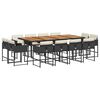 vidaXL 13 pcs conjunto de jantar p/jardim com almofad&otilde;es vime PE preto
