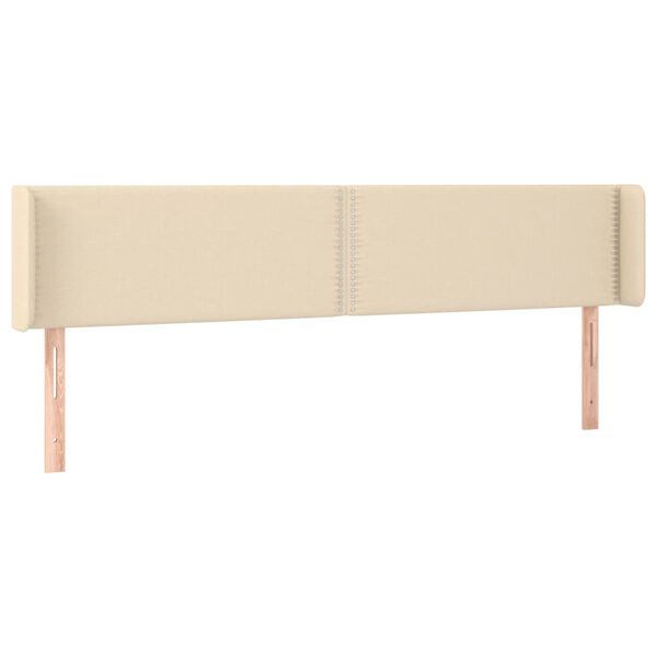 vidaXL Cabeceira de cama c/ abas tecido 203x16x78/88 cm creme