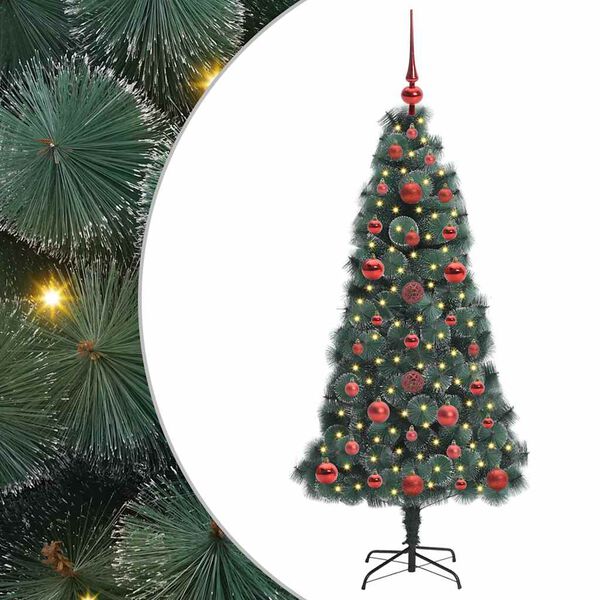 vidaXL Árvore de Natal Artificial Pré-iluminada com Conjunto de Bolas