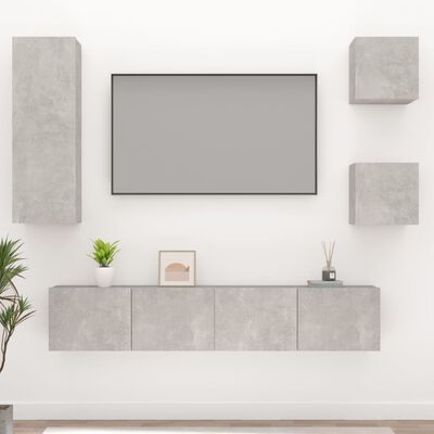 vidaXL Conjunto móveis de TV 5 pcs madeira processada cinzento cimento