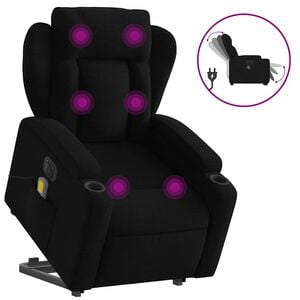 vidaXL Poltrona el&eacute;trica elevat&oacute;ria massagens tecido preto