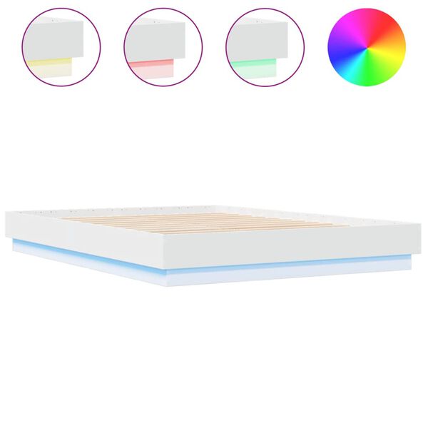 vidaXL Estrutura de cama com luzes LED 140x200 cm branco