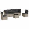 vidaXL 7 pcs conj. sof&aacute;s jardim com almofad&otilde;es vime PE cinzento-claro