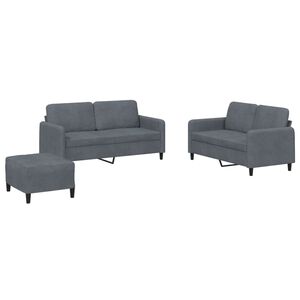 vidaXL 3 pcs conjunto de sof&aacute;s veludo cinzento-escuro