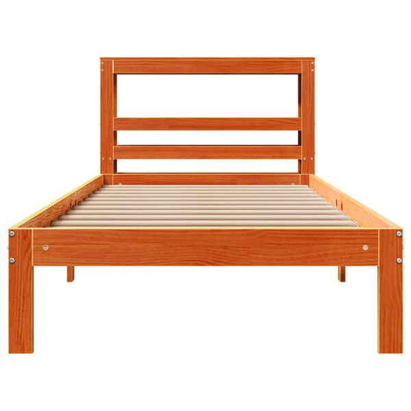 vidaXL Cama sem colch&atilde;o 75x190 cm madeira de pinho maci&ccedil;a castanho-mel