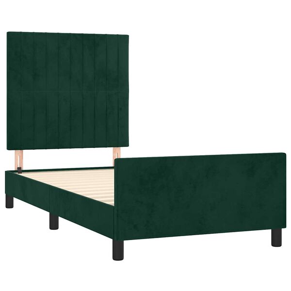 vidaXL Estrutura de cama sem colch&atilde;o 90x200 cm veludo verde-escuro