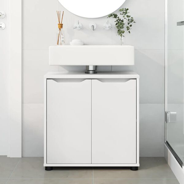 vidaXL Gabinete para lavat&oacute;rio de banheiro Branco 60 x 30 x 60 cm