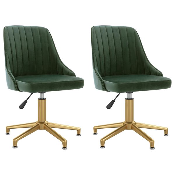 vidaXL Cadeiras de jantar giratorias 2 pcs veludo verde-escuro
