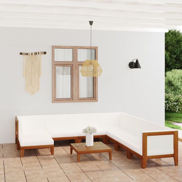vidaXL 9 pcs conjunto lounge de jardim c/ almofad&otilde;es ac&aacute;cia maci&ccedil;a