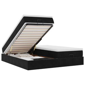 vidaXL Estrutura de cama otomana com colch&otilde;es 200x200cm veludo preto