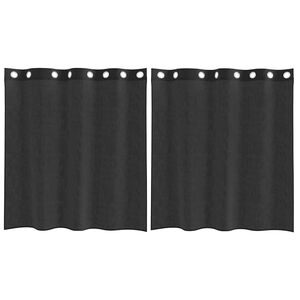 vidaXL Cortinas de voile com ilh&oacute;s 2 pcs preto 140x140 cm