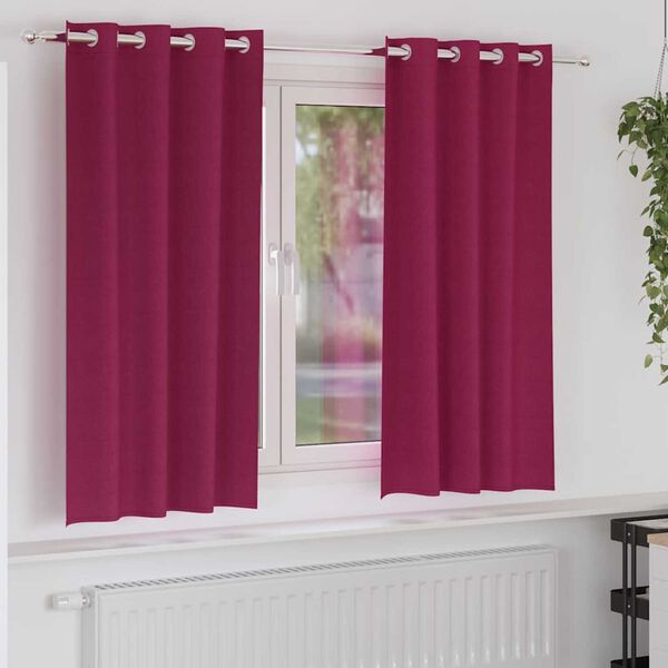 vidaXL Cortinas Blackout com Argolas 2 pcs Vinho Vermelho 175 x 140 cm