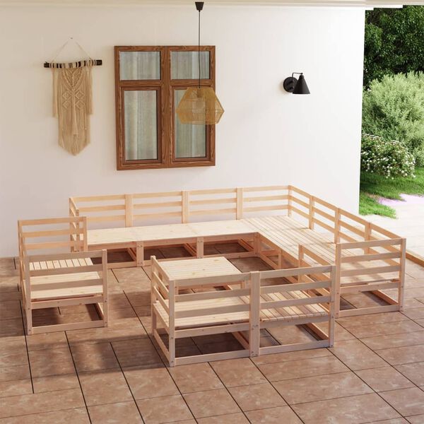 vidaXL 12 pcs conjunto lounge de jardim pinho maci&ccedil;o