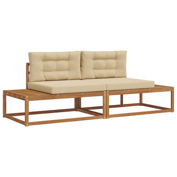 vidaXL Conjunto de Sof&aacute;s para Exterior 2 Pe&ccedil;a Natural e Bege