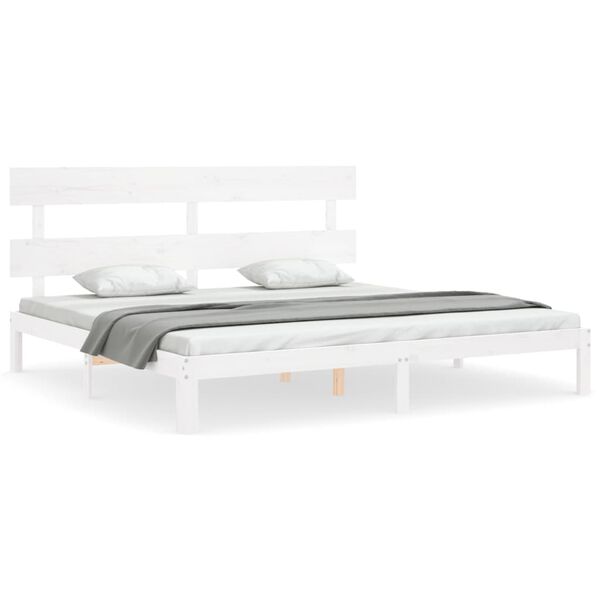 vidaXL Estrutura cama Super King Size c/ cabeceira madeira branco