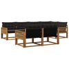 vidaXL Conjunto de Sof&aacute;s para Exterior 7 pcs Natural e Preto