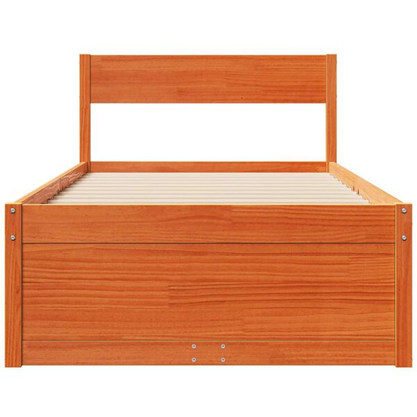 vidaXL Cama sem colch&atilde;o 100x200 cm pinho maci&ccedil;o castanho-mel