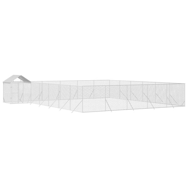 vidaXL Canil de exterior com teto 12x12x2,5 m a&ccedil;o galvanizado prateado