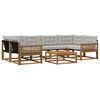 vidaXL Conjunto de Sof&aacute;s para Exterior 7 pcs Natural e Cinzento-Claro