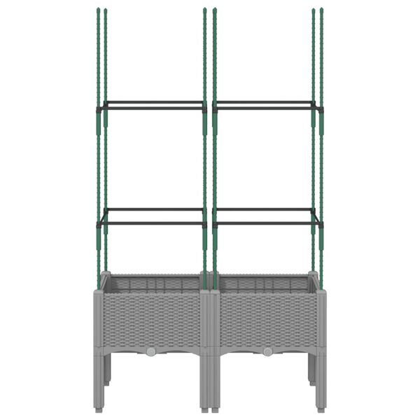 vidaXL Vaso/floreira jardim c/ treli&ccedil;a 80x40x142,5cm PP cinzento-claro