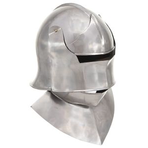 vidaXL Capacete de cavaleiro medieval r&eacute;plica LARP a&ccedil;o prateado