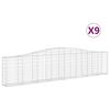 vidaXL Cestos gabi&atilde;o arqueados 9 pcs 400x30x80/100cm ferro galvanizado