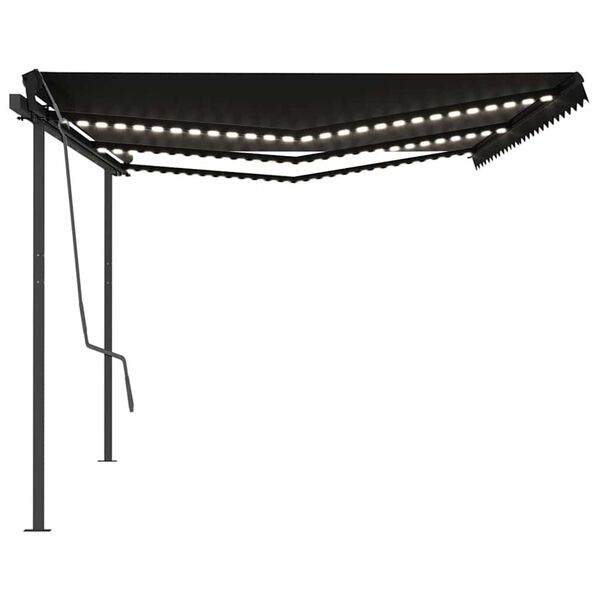 vidaXL Toldo autom&aacute;tico com LED e sensor de vento 6x3 m antracite