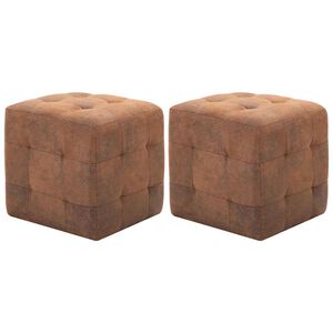 vidaXL Mesas de cabeceira 2pcs 30x30x30 cm camur&ccedil;a artificial castanho