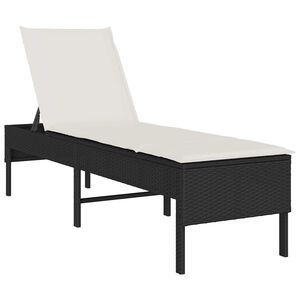 vidaXL Espregui&ccedil;adeira com almofad&atilde;o 55x200x44 cm vime PE preto