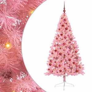vidaXL &Aacute;rvore de Natal Artificial Pr&eacute;-iluminada Rosa 180 cm PVC