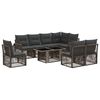 vidaXL Conjunto de Sof&aacute; de Jardim 9 unid. Cinza e Cinza Escuro vime PE