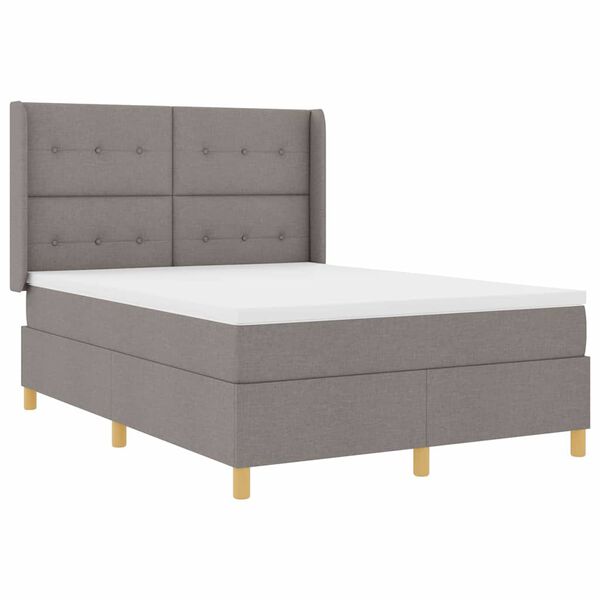 vidaXL Cama Box com colch&atilde;o Cinzento-acastanhado 140 x 190 cm tecido