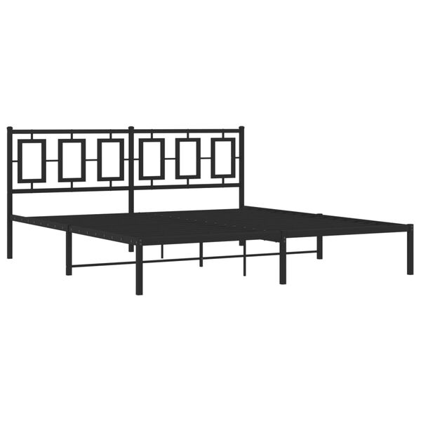 vidaXL Estrutura de cama em metal com cabeceira 180x200 cm preto