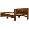 vidaXL Estrutura cama c/ cabeceira/luzes LED 100x200cm carvalho fumado