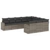 vidaXL 10 pcs conjunto sof&aacute;s de jardim c/ almofad&otilde;es vime PE cinzento