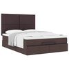 vidaXL Estrutura cama otomana colch&atilde;o 140x190cm tecido castanho escuro