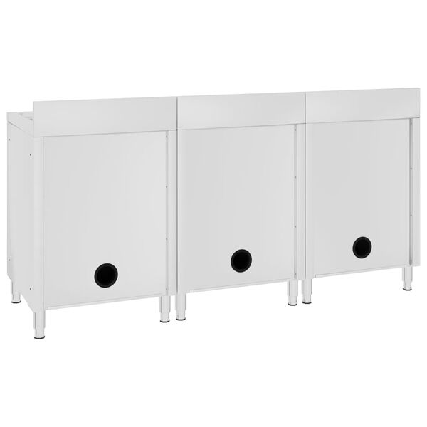 vidaXL Arm&aacute;rios c/ lava-lou&ccedil;a cozinha comercial 3 pcs a&ccedil;o inoxid&aacute;vel