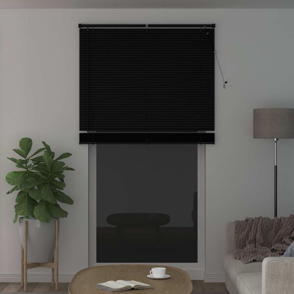 vidaXL Cortina Veneziana Manual Ajust&aacute;vel Preto 213 x 110 cm PVC