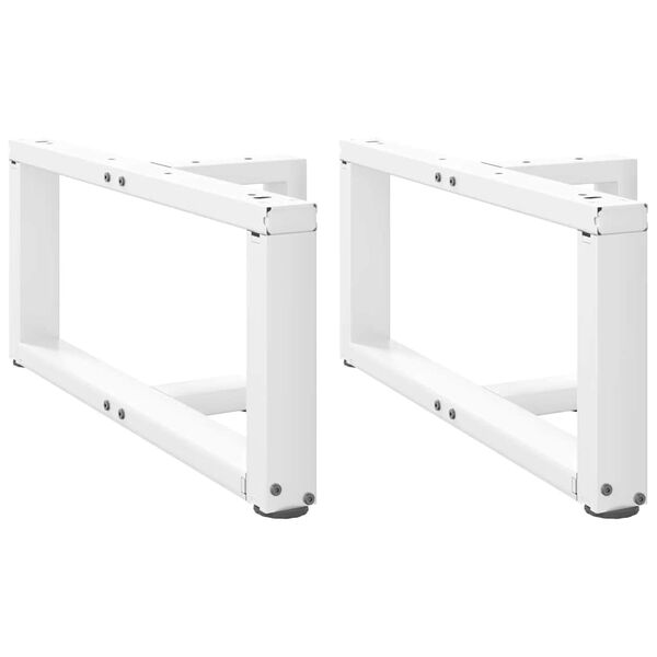 vidaXL P&eacute;s para mesa de centro em forma de T, 2 pe&ccedil;as, branco, 60x25x(30-31) cm, a&ccedil;o