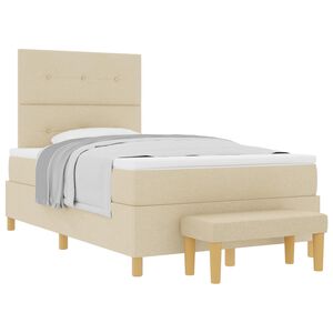 vidaXL Cama Box com cabeceira Creme 190 x 120 cm tecido