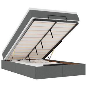 vidaXL Estrutura de cama otomana com colch&atilde;o cinza escuro tecido